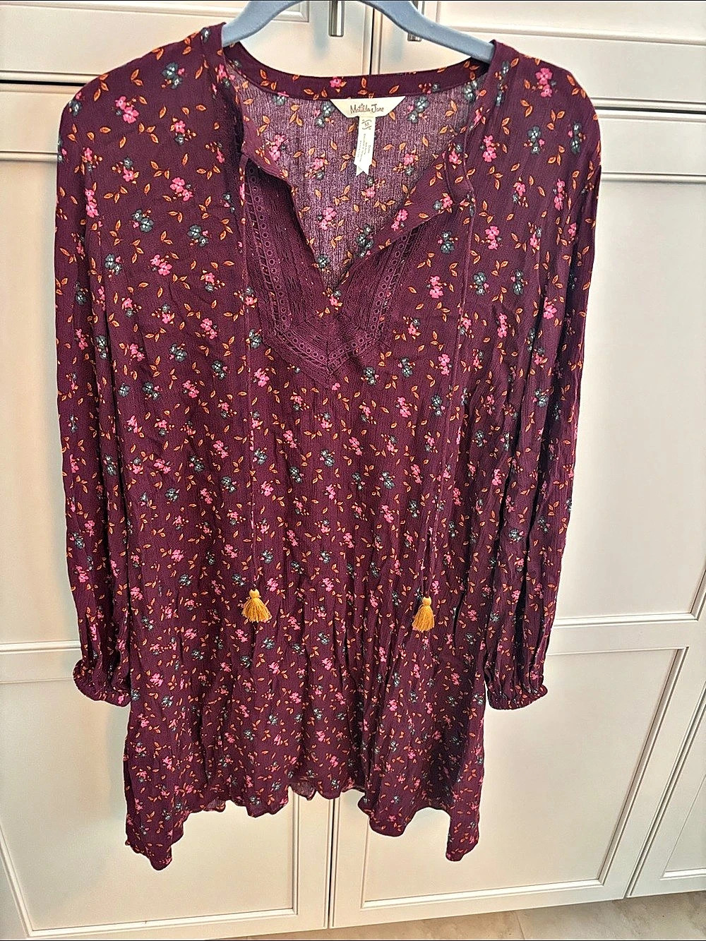 Matilda Jane Floral boho tiered midi dress in Purple Like New. Med